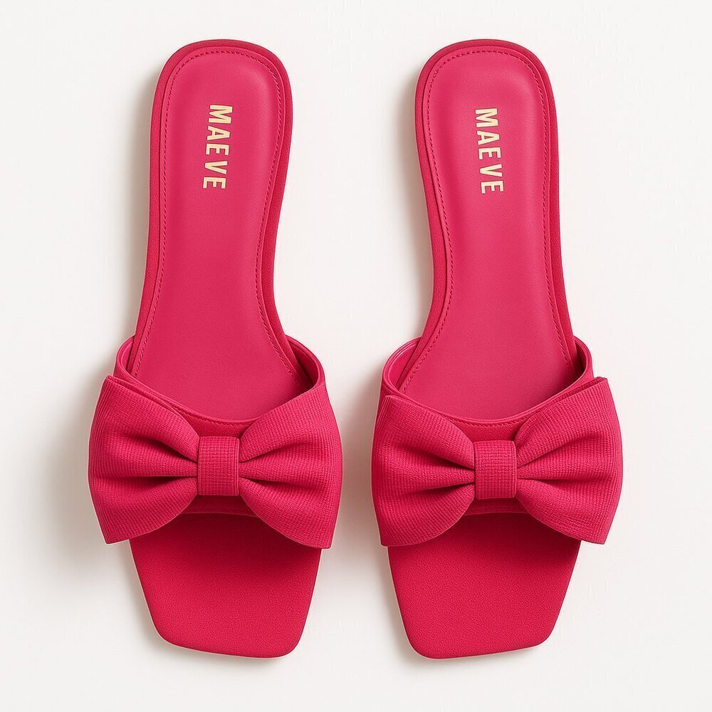 Maeve by Anthropologie Bow Micro Wedge Sandals in Pink Size 8 NEW